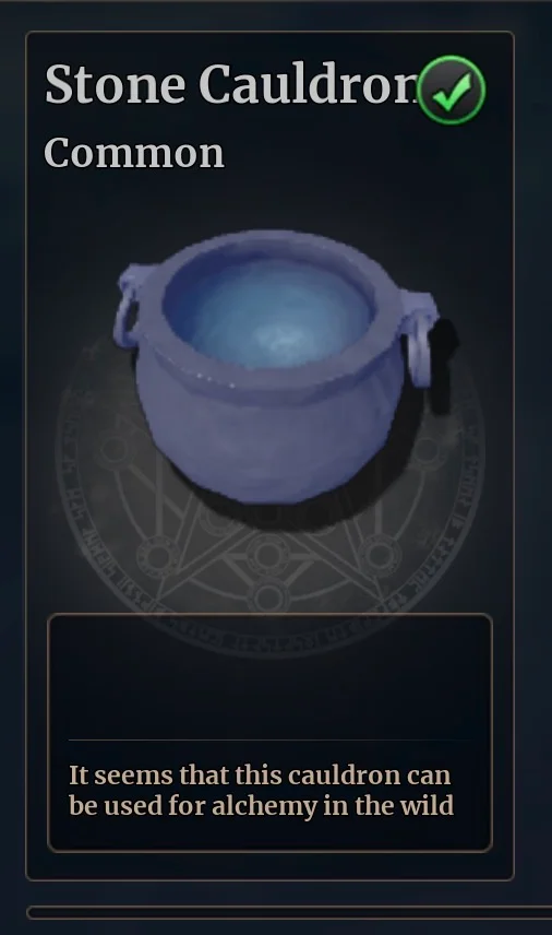 Stone cauldron official Wizard Alchemy reference